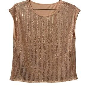 Amazon Peach Sequins Sleeveless Top M